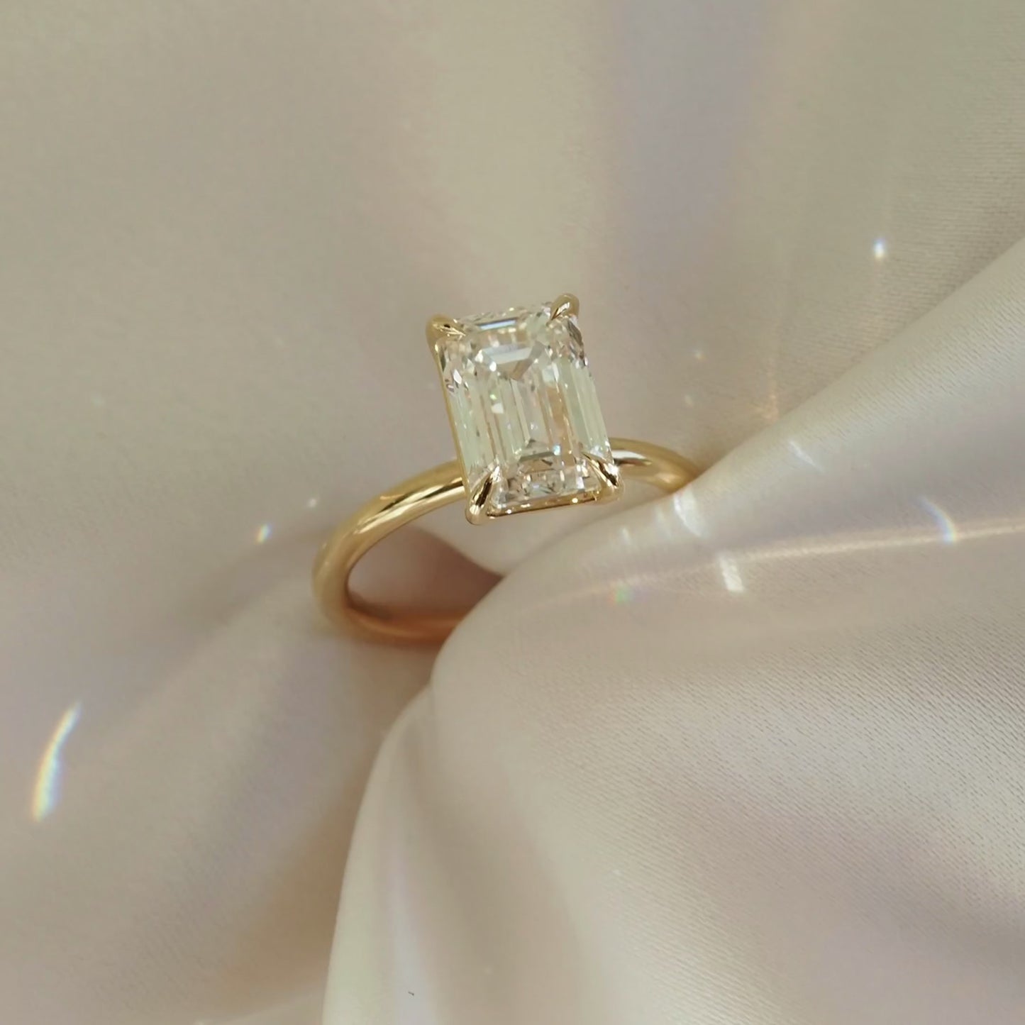 3.06 CT Emerald Cut Solitaire Lab Grown Diamond Engagement Ring