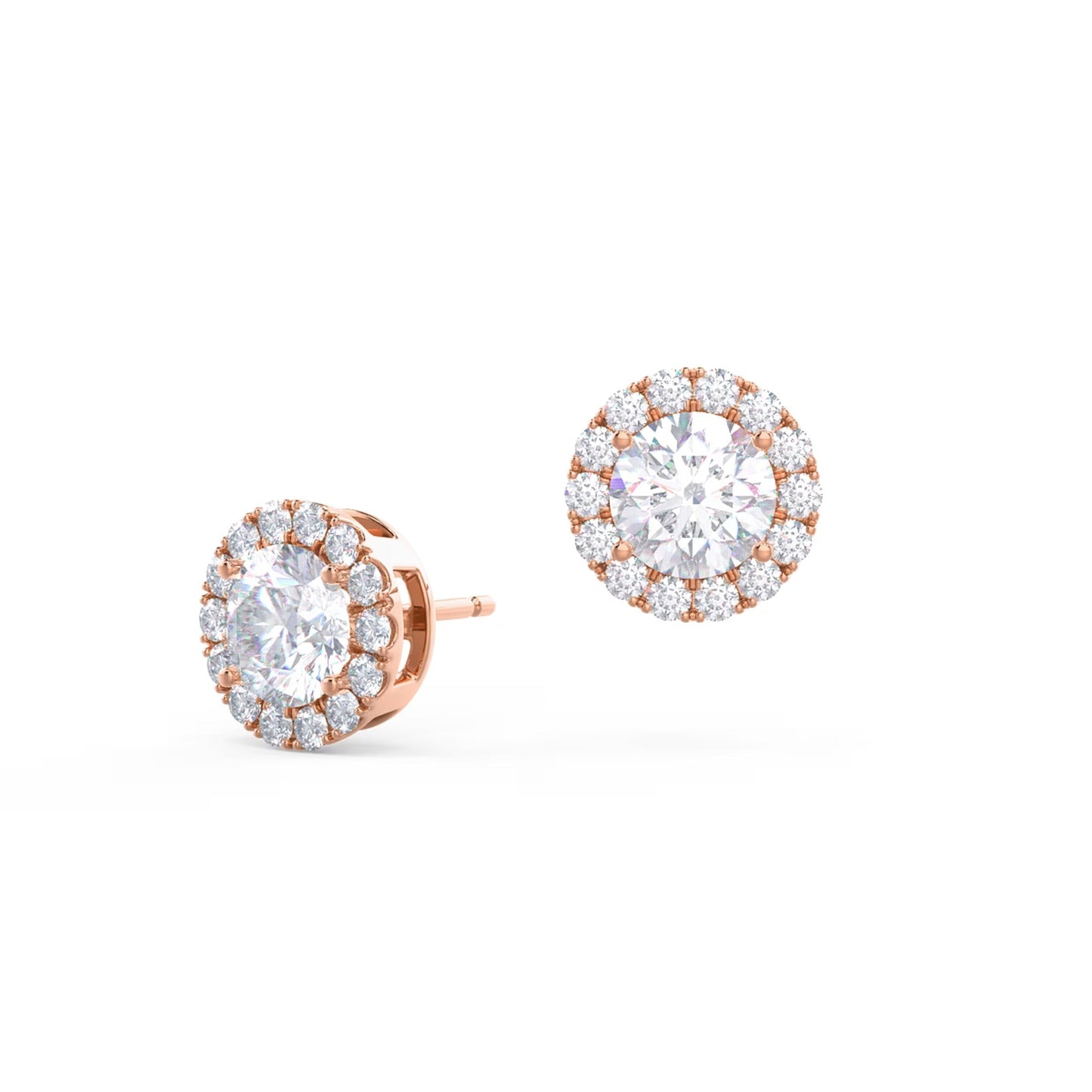 1.50 TCW Round Shape Moissanite Halo Stud Earrings in Gold 5