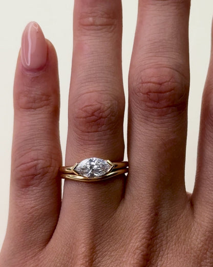 1.07 CT Marquise East-West Solitaire Lab Grown Diamond Engagement Ring