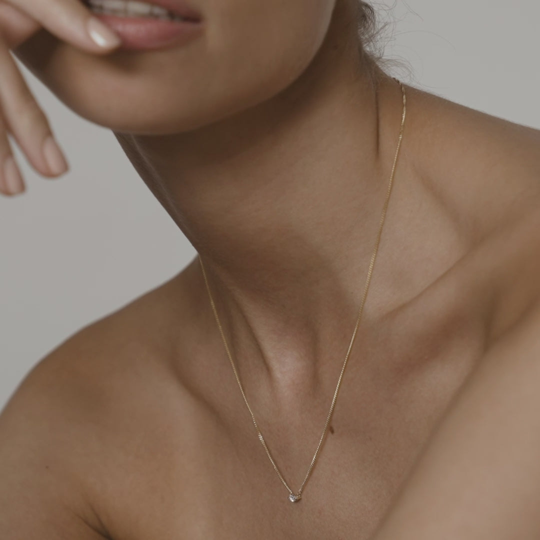 0.10 CT Marquise Shaped Solitaire Lab Grown Diamond Necklace