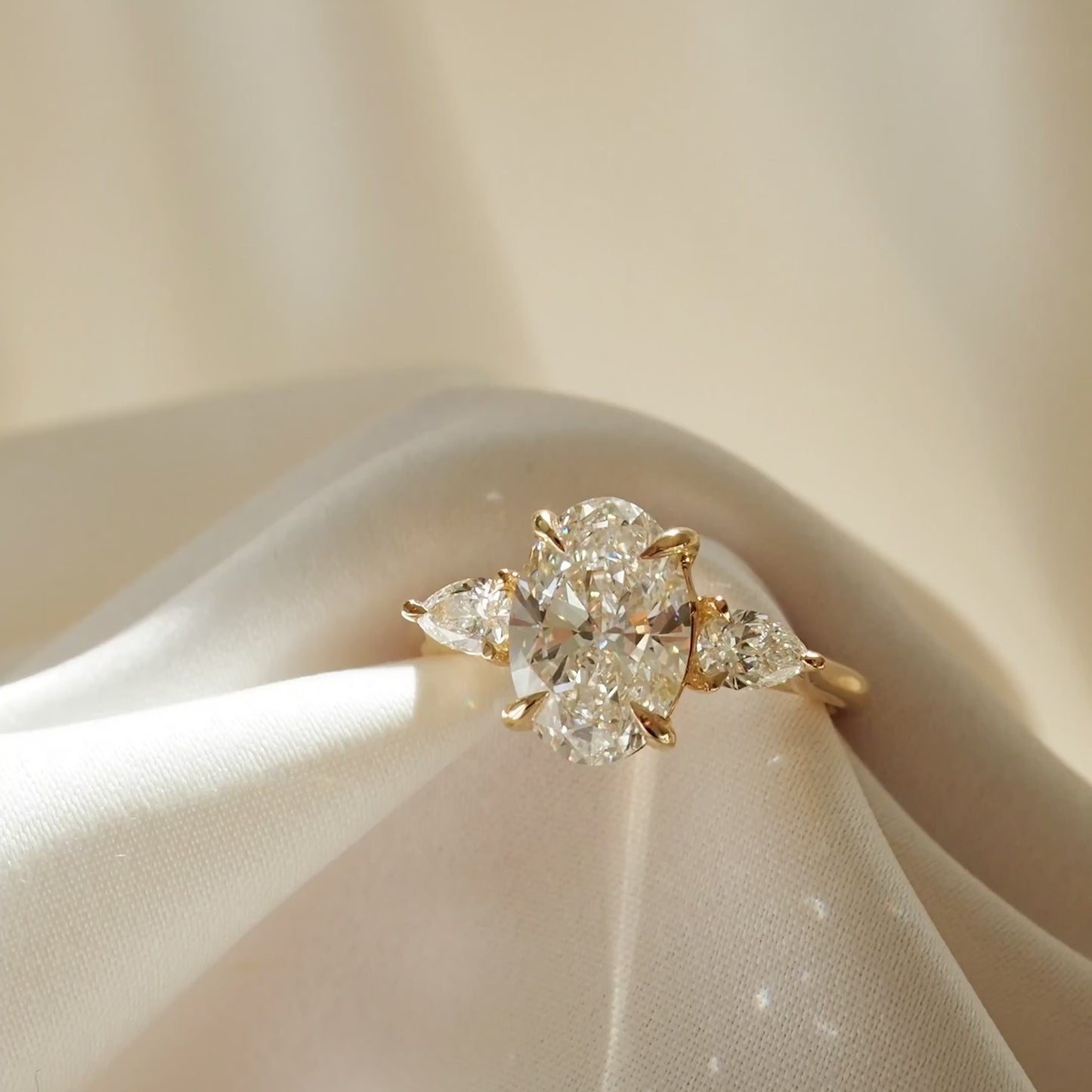 2.09 CT Oval Cut Three Stones Lab Grown Diamond Engagement Ring