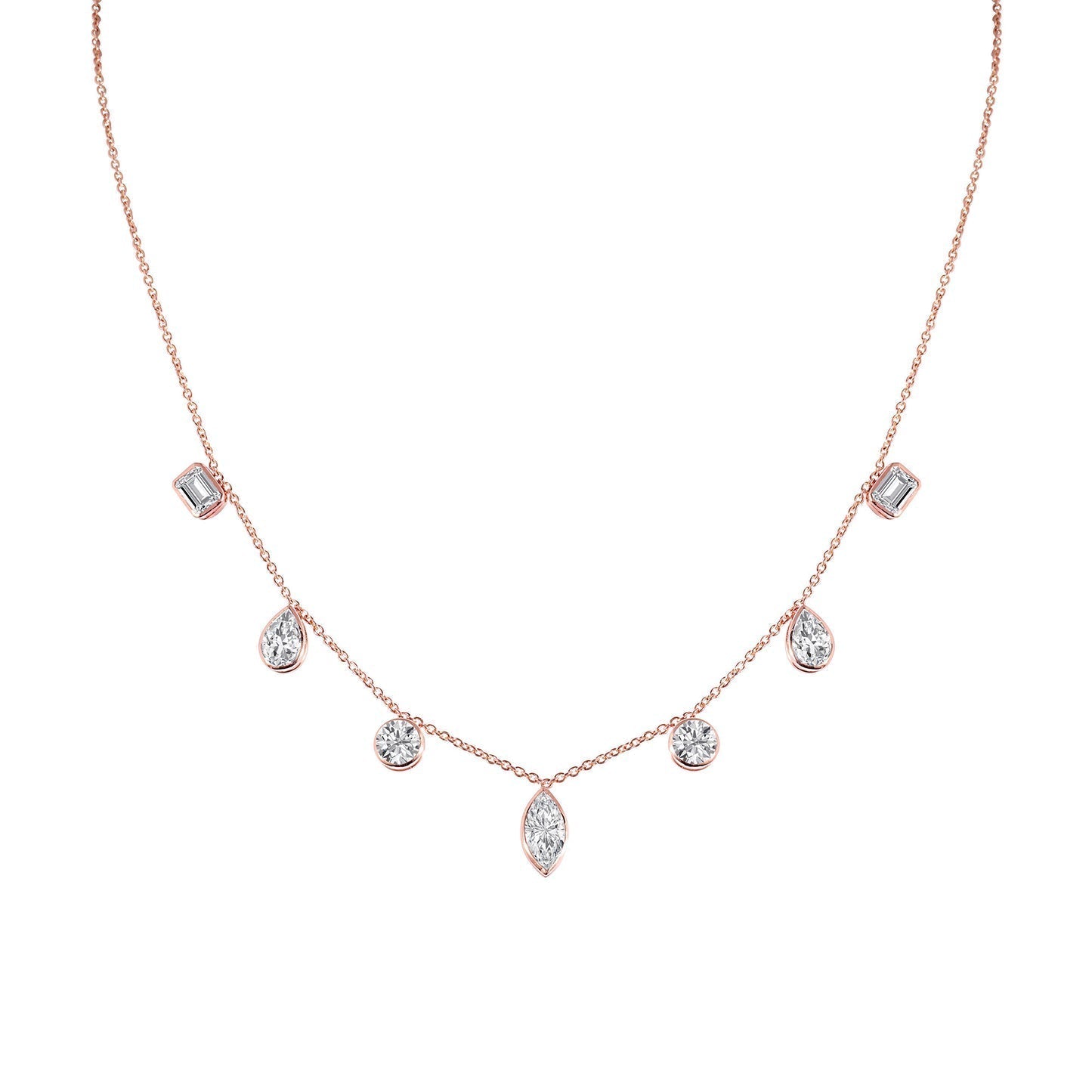 3.0 TCW Round, Pear, Emerald & Marquise Moissanite Diamond Multi Stone Necklace in Solid Gold 4