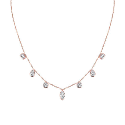 3.0 TCW Round, Pear, Emerald & Marquise Moissanite Diamond Multi Stone Necklace in Solid Gold 4