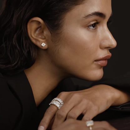 1 TCW Princess Shaped Lab Grown Diamond Stud Earrings