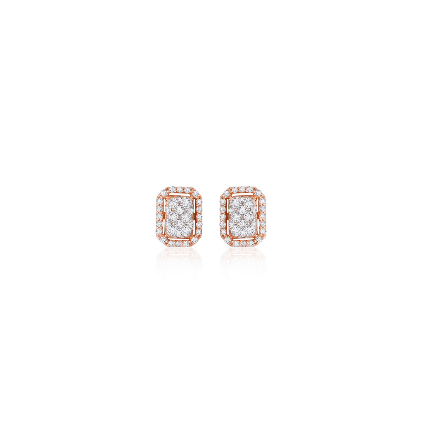 0.31 TCW Round Cut Moissanite Cluster Earrings in Gold 2