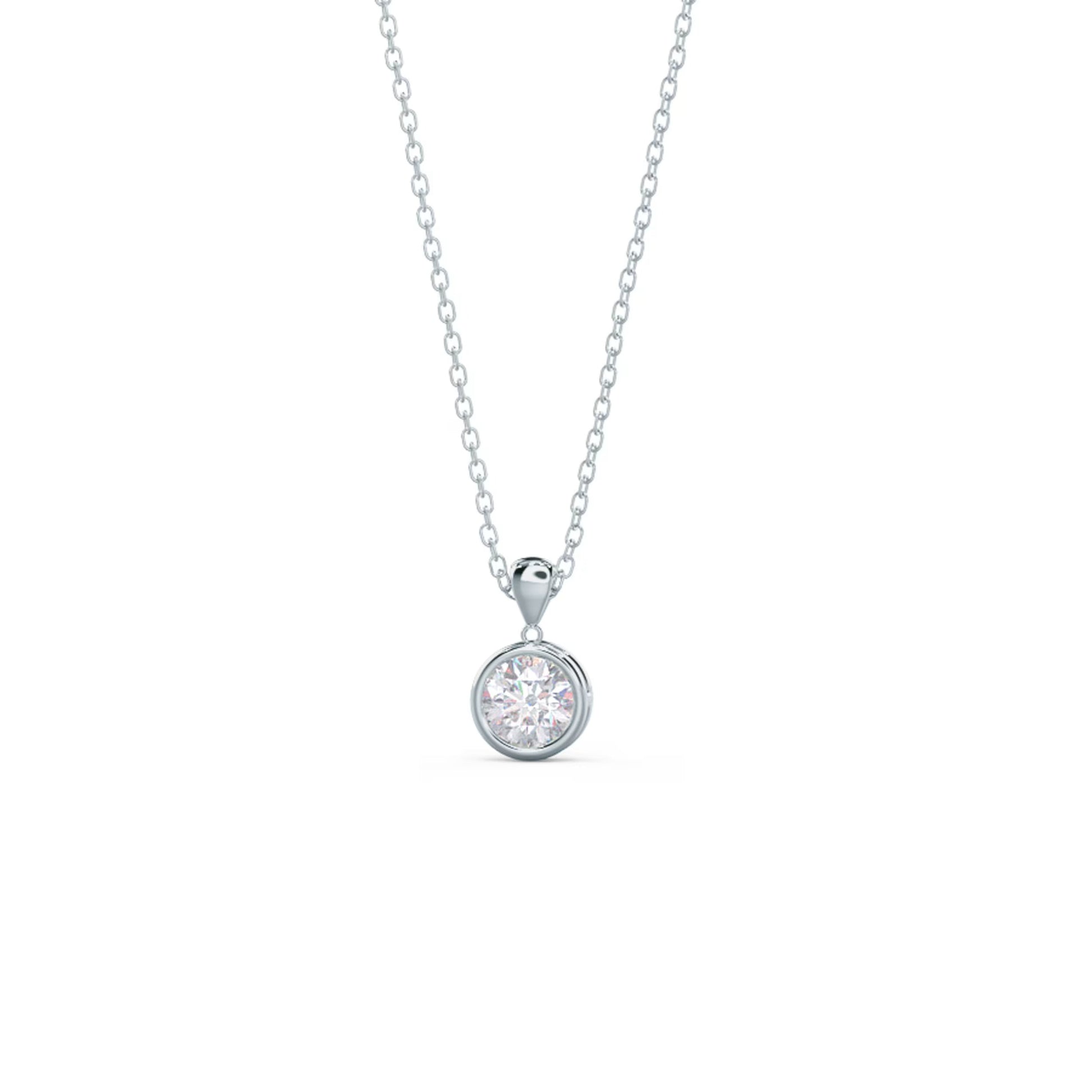 1.0 CT Round Cut Moissanite Bezel Pendant Necklace in Solid Gold 5
