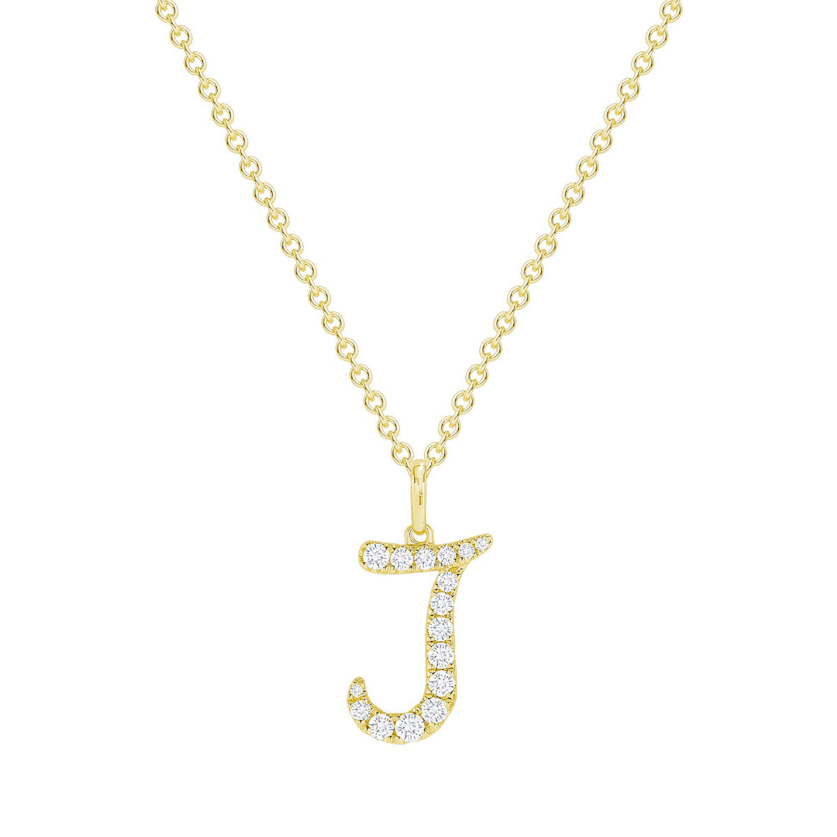 Letter 0.10 CT Round Moissanite Diamond Letter Pendant Necklace in Solid Gold 1