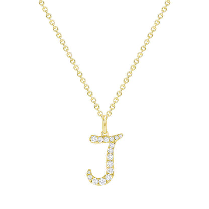 Letter 0.10 CT Round Moissanite Diamond Letter Pendant Necklace in Solid Gold 1