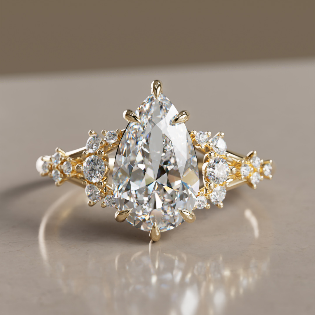 Marquise Shaped Three Stone Lab Grown Diamond Engagement Ring