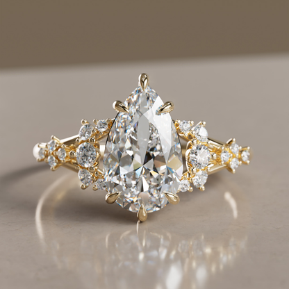 Marquise Shaped Three Stone Lab Grown Diamond Engagement Ring