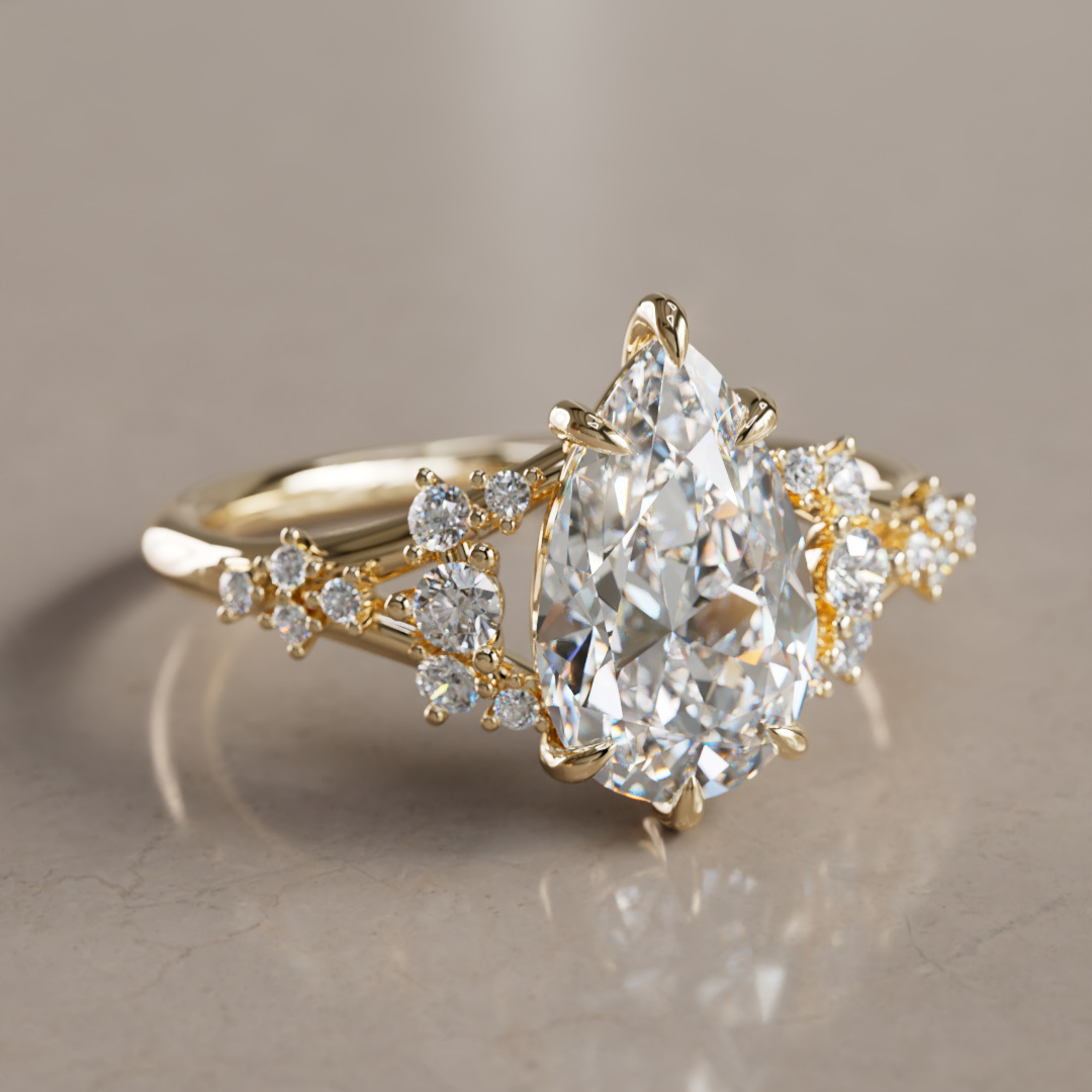 Marquise Shaped Three Stone Lab Grown Diamond Engagement Ring