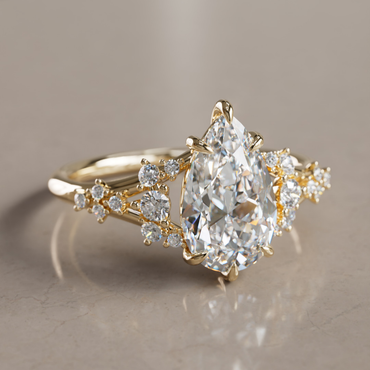 Marquise Shaped Three Stone Lab Grown Diamond Engagement Ring