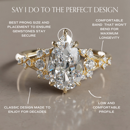 Marquise Shaped Three Stone Lab Grown Diamond Engagement Ring