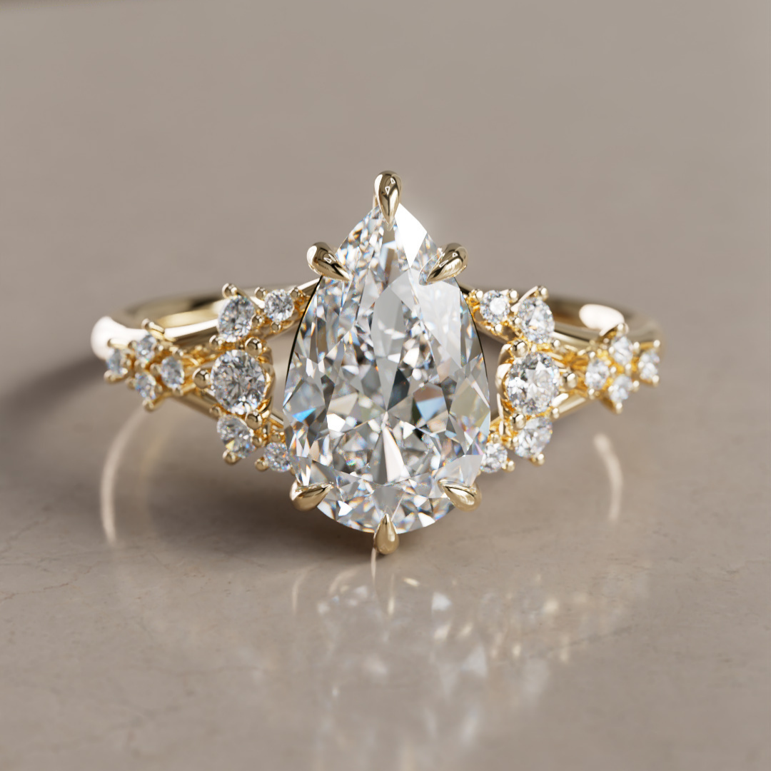Marquise Shaped Three Stone Lab Grown Diamond Engagement Ring