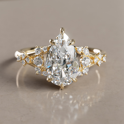 Marquise Shaped Three Stone Lab Grown Diamond Engagement Ring