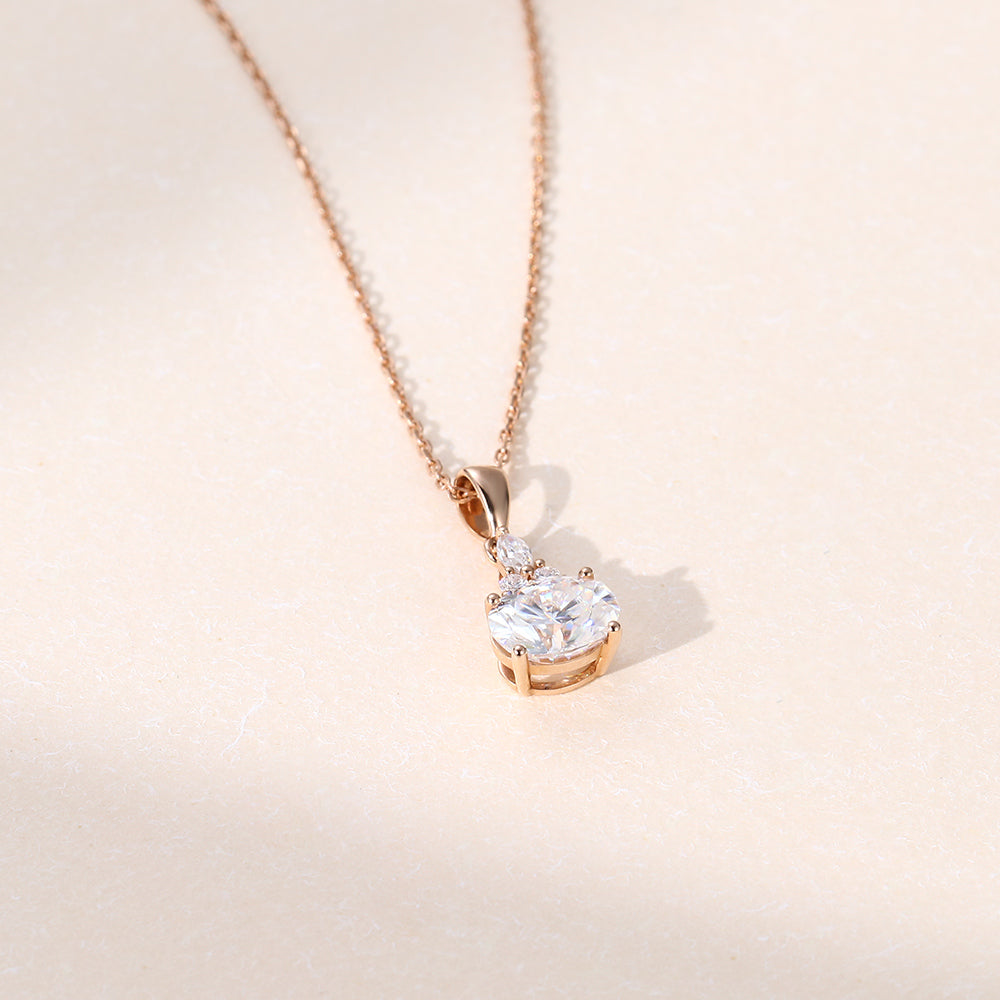 1.13 CT Oval Diamond Cluster Pendant Necklace in Solid Gold 3