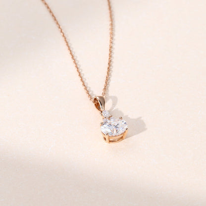 1.13 CT Oval Diamond Cluster Pendant Necklace in Solid Gold 3