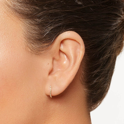 0.936 TCW Round Shaped Moissanite Wave Huggies Earrings