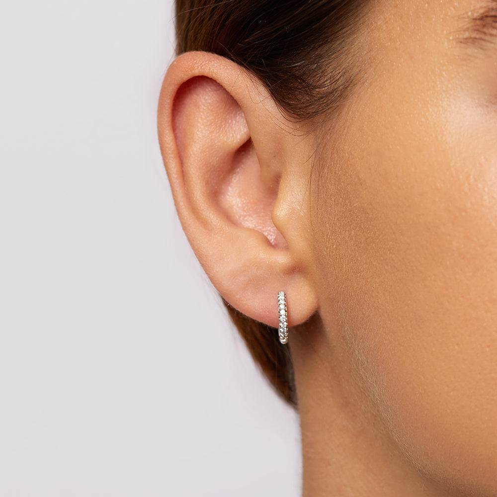 0.14 TCW Round Shaped Moissanite Hoop Earrings