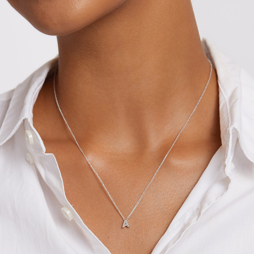 0.6 TCW Round Shaped Initial Moissanite Necklace