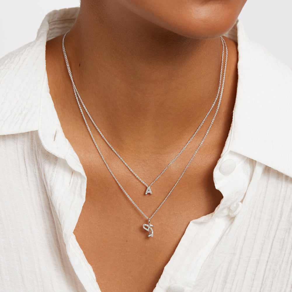 0.6 TCW Round Shaped Initial Moissanite Necklace