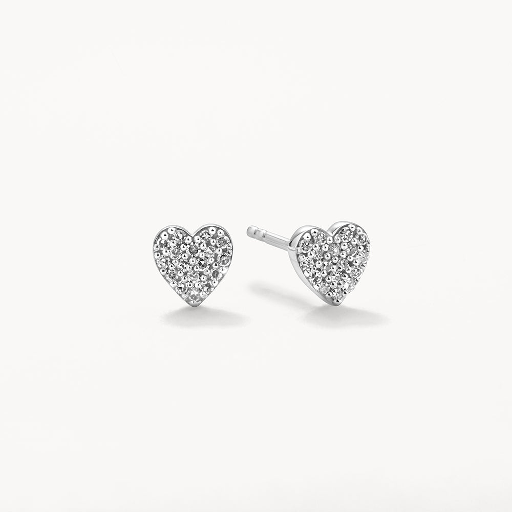 0.09 TCW Round Shaped Moissanite Heart Studs Earrings