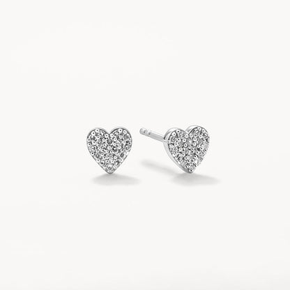 0.09 TCW Round Shaped Moissanite Heart Studs Earrings