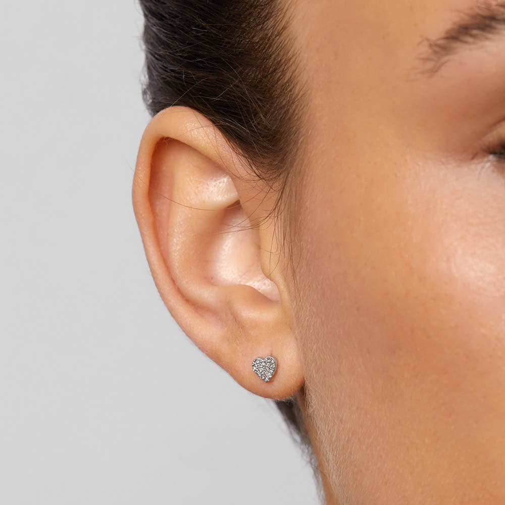 0.09 TCW Round Shaped Moissanite Heart Studs Earrings