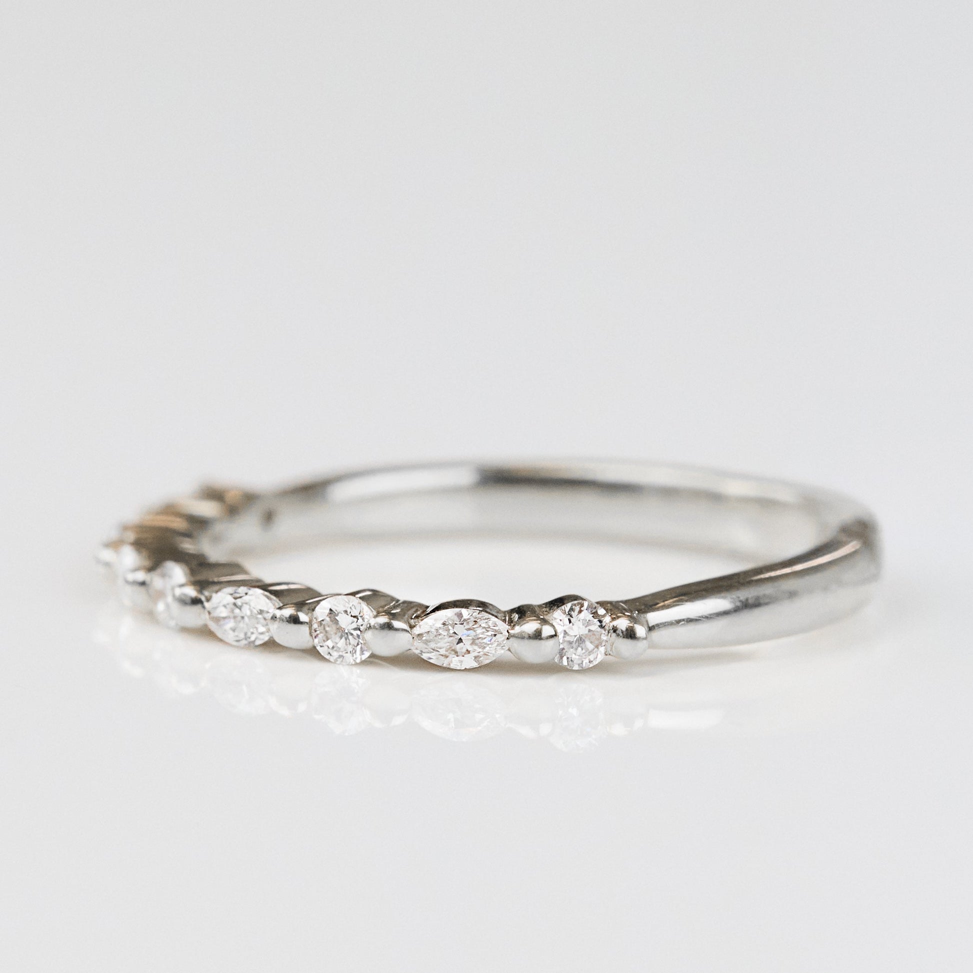 0.25 TCW Round Shaped Half Eternity Lab Grown Diamond Wedding Band