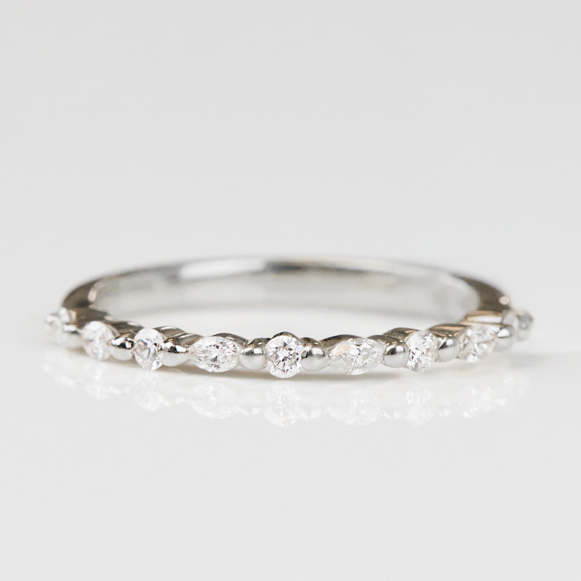 0.25 TCW Round Shaped Half Eternity Lab Grown Diamond Wedding Band