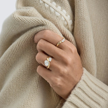 Timeless 2 CT Oval & Pear Cut Swirl Toi Eti Moi Setting Lab Grown Diamond Engagement Ring