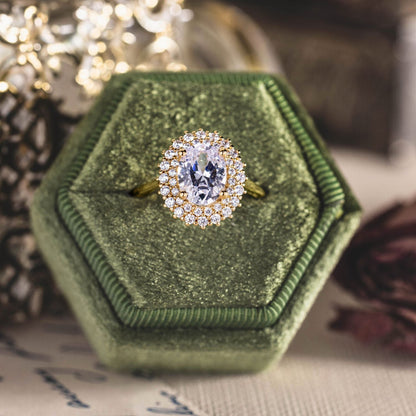 0.7 CT Oval Shaped Double Halo Lab Grown Diamond Engagement Ring