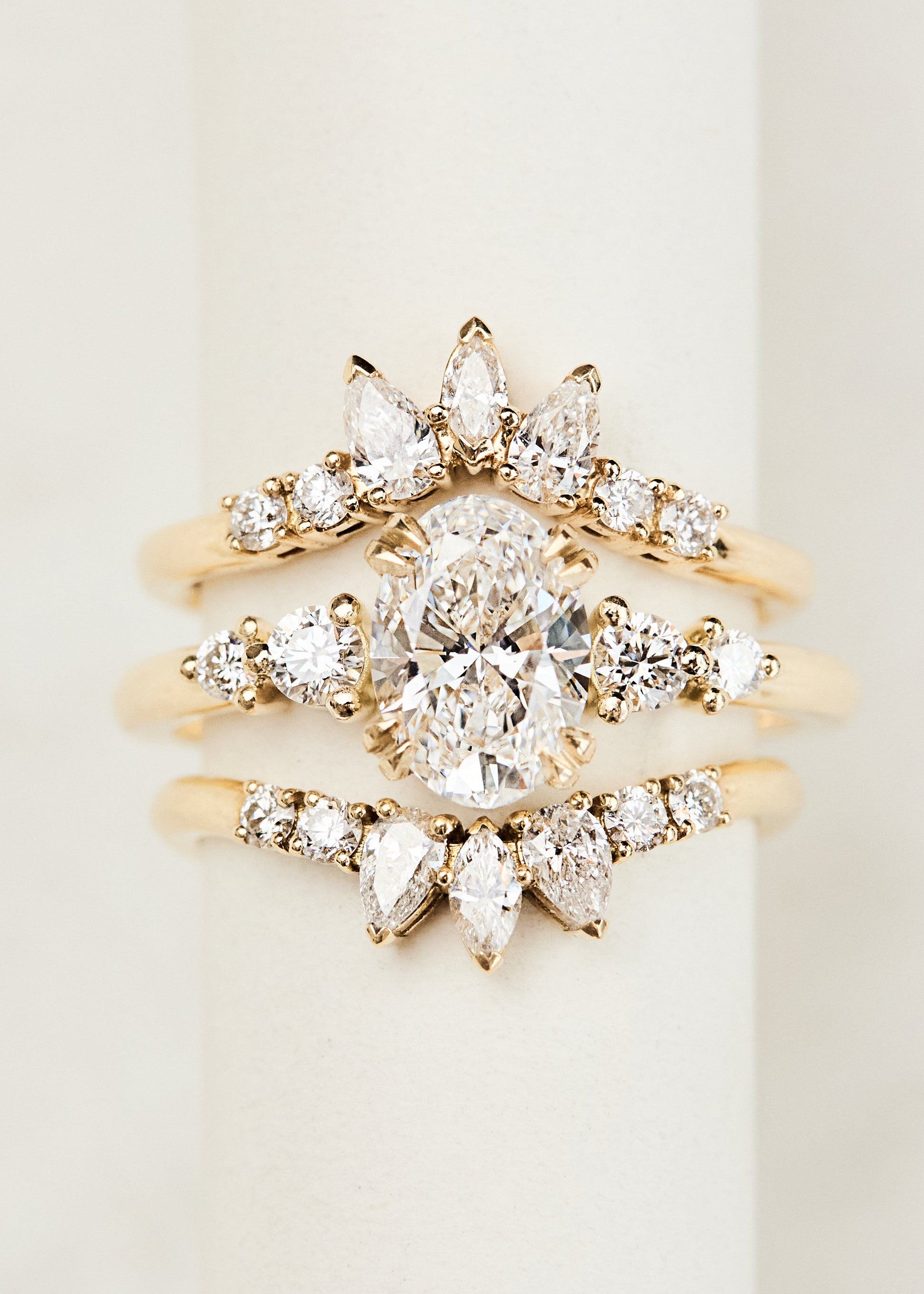 Marquise Shaped Three Stone Lab Grown Diamond Engagement Ring