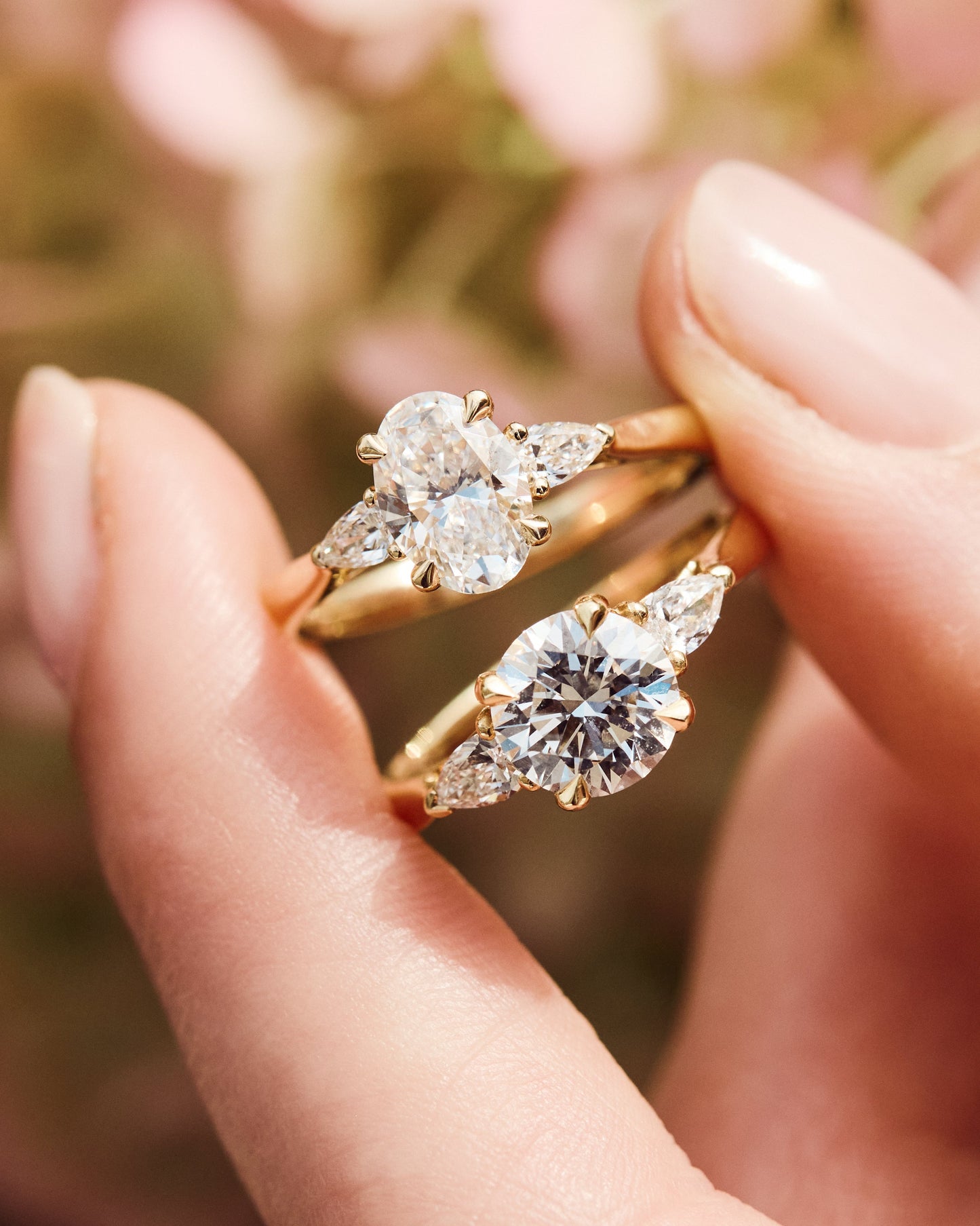 Marquise Shaped Three Stone Lab Grown Diamond Engagement Ring