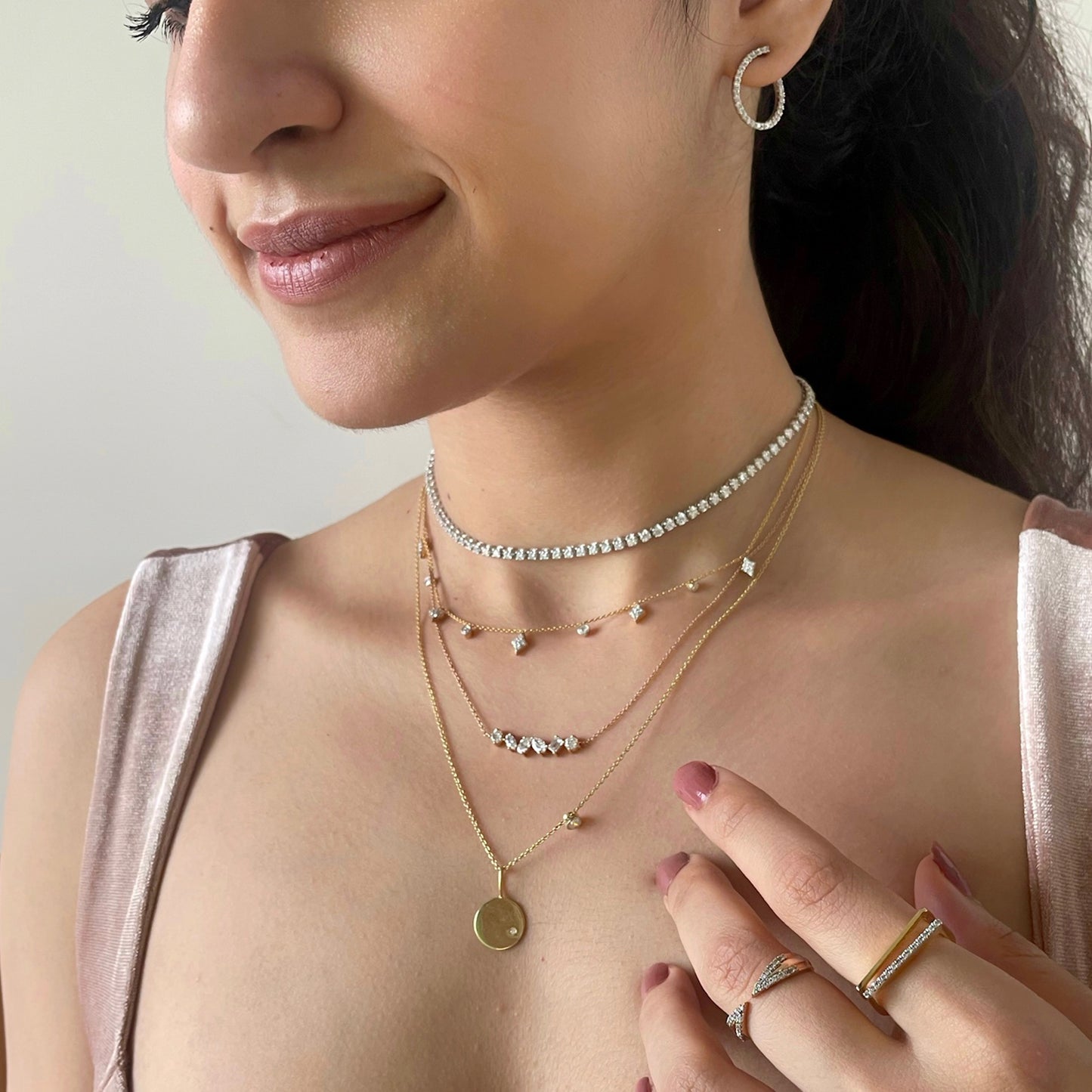 1.0 TCW Round Moissanite Diamond Necklace in Solid Gold 5