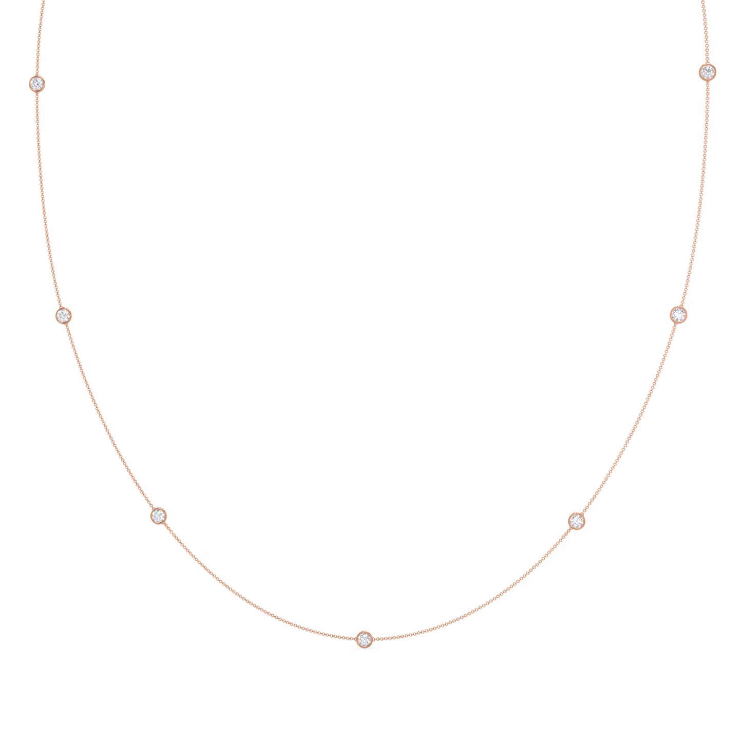 0.60 CT Round Moissanite Diamond Floating Diamond Bezel Necklace in Solid Gold 5