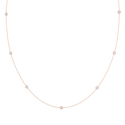 0.60 CT Round Moissanite Diamond Floating Diamond Bezel Necklace in Solid Gold 5