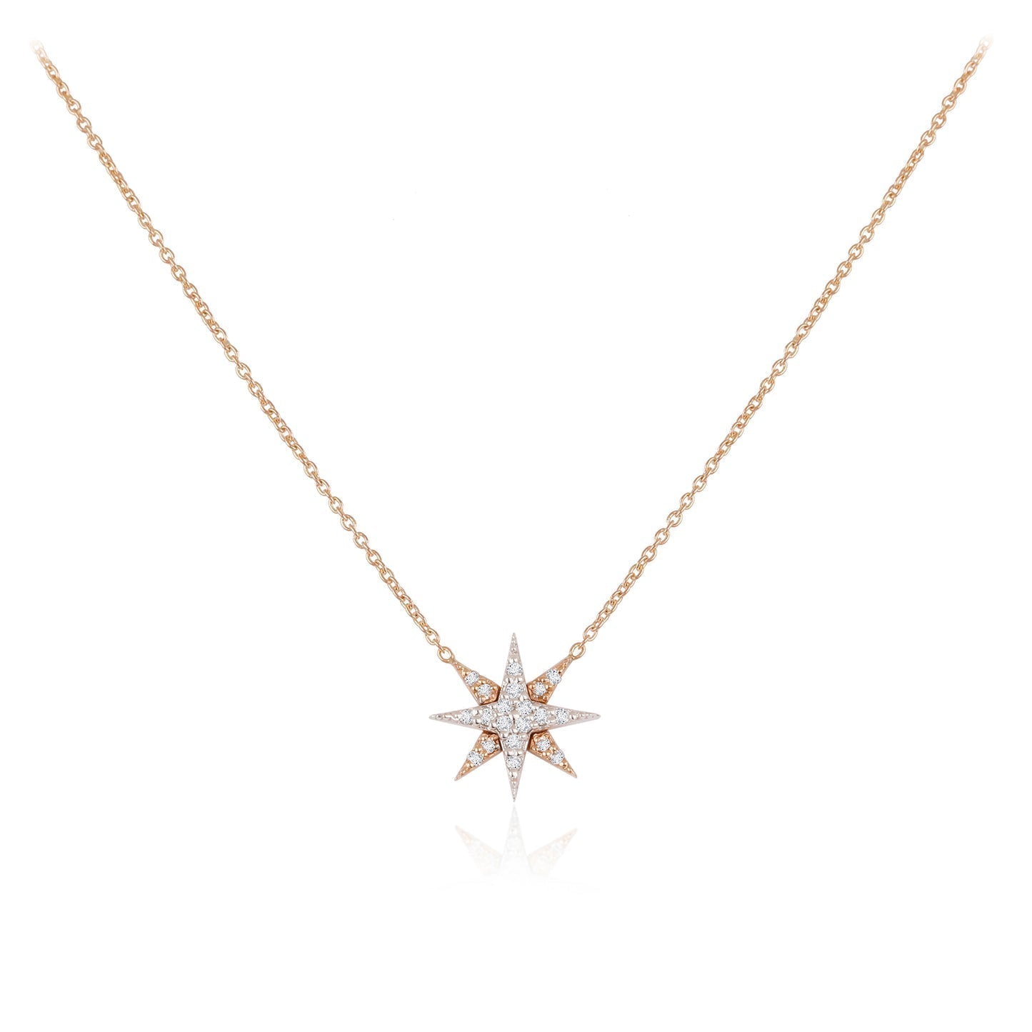0.30 TCW Round Moissanite Diamond Star Pendant Necklace in Solid Gold 1