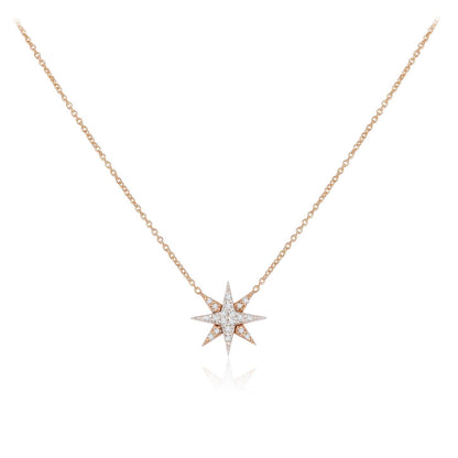 0.30 TCW Round Moissanite Diamond Star Pendant Necklace in Solid Gold 1