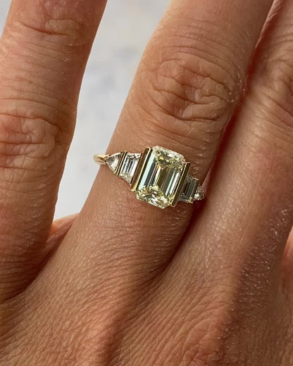 2.01 CT Emerald Cut Cluster Lab Grown Diamond Engagement Ring