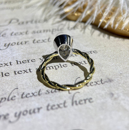 Stunning 3.0 CT Pear Moissanite Engagement Ring with Bezel Design 10