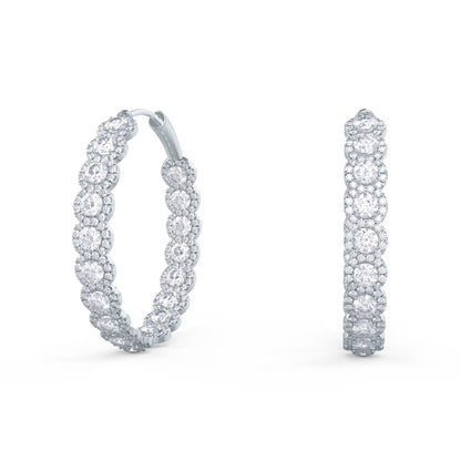 1.50 TCW Round Cut Moissanite Prong Set Inside Out Hoops Earrings in Gold 2