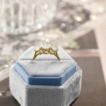Stunning 3.0 CT Round Moissanite Engagement Ring with 3 Stones Design 2