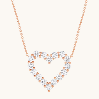 0.40 TCW Round Moissanite Diamond Heart Pendant Necklace in Solid Gold 2