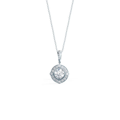 0.40 TCW Round Moissanite Diamond Halo Pendant Necklace in Solid Gold 4