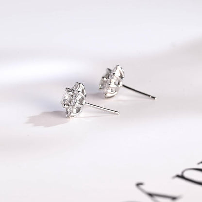 0.50 TCW Round Cut Moissanite Floral Halo Earrings in Gold 10