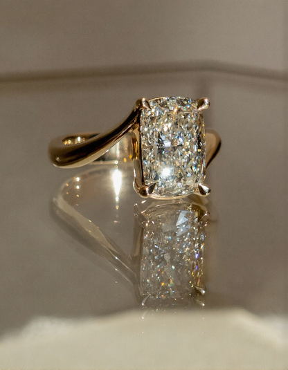 2.5 CT Elongated Cushion Cut Classic Plain Stacking Lab Grown Diamond Bridal Ring Set