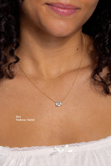 2 CT Oval East-West Lab Grown Diamond Necklace in Solid Gold