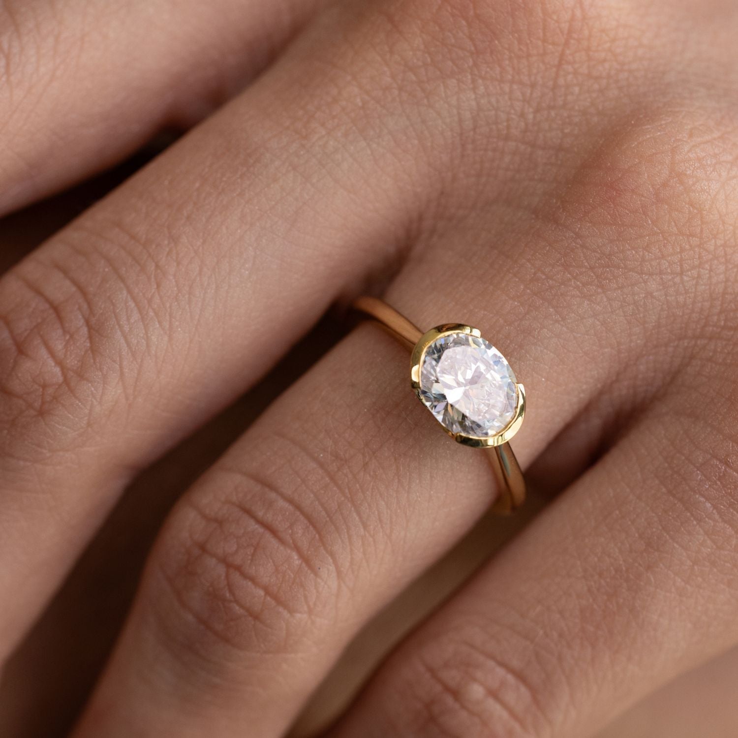 Marquise Shaped Three Stone Lab Grown Diamond Engagement Ring