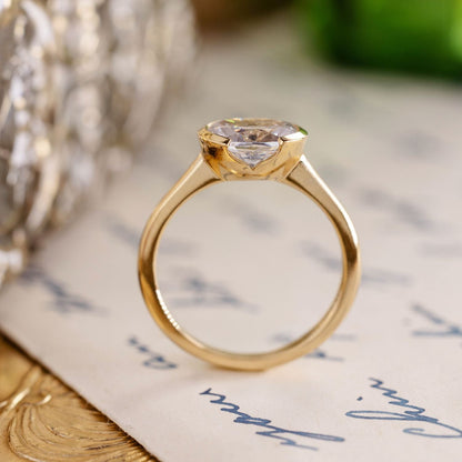 Marquise Shaped Three Stone Lab Grown Diamond Engagement Ring